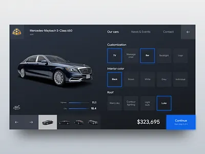 Web customize form UI blue buttons car dark design ecommerce form grid maybach mercedes shop shopping ui ux web webdesigner website
