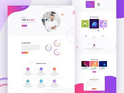 Urkis - Creative Portfolio Landing Page creative design creative agency creative portfolio cv gradient home page illustration layout portfolio portfolio website resume ui urkis ux website design
