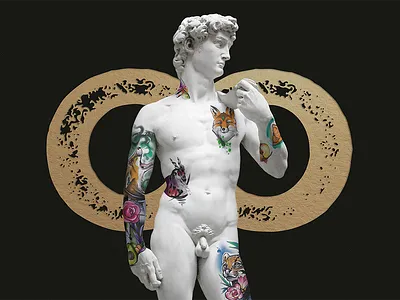 Cool Kids Tattoo - Social Media Image art art direction art history blackandgold brand design branding david design graphic design identity identity design luxury michelangelo monument renaissance sculpture statue tattoo tattoo studio visual