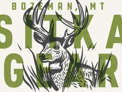 Sitka Gear apparel archery big game deer hunting illustration kroneberger sitka white tail deer woodcut