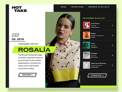 Landing Page - Music Blog black and white color palette dark ui landing page magazine music player ui ux design web design