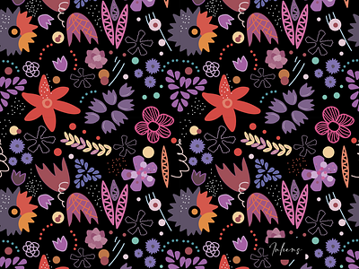 Flowers pattern abstract flowers background black dark flowers graphic design illustrator pattern vector