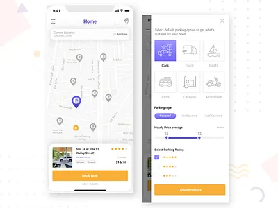 Parking App Home screen app design flat iphone x iphonex maps parking parking app uiux
