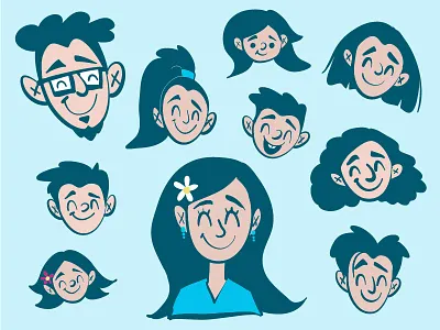 Family Faces adobe draw family illustration ipadpro portrait vector