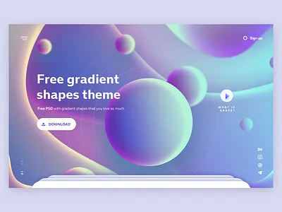 Free gradient shapes theme concept design digital free psd freebie freebies gradient hero interaction design landing page psd shapes ux web webdesign website