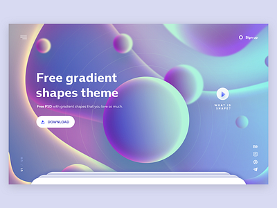 Free gradient shapes theme concept design digital free psd freebie freebies gradient hero interaction design landing page psd shapes ux web webdesign website