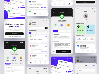 Gofind - Job Finder App design gofind job job app job finder mobile muhammad zaini ui ux