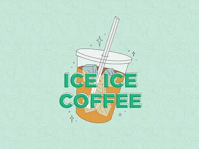 Ice Ice Coffee coffee flat flat illustration green iced coffee illustration pattern seattle sparkles summer vanilla ice