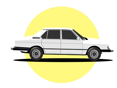 1978 BMW 530i bmw classic classic cars design geometic illustration sundown vintage vintage car yellow