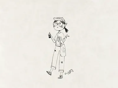 A Girl Drinking Milk Tea drawing girl milk tea