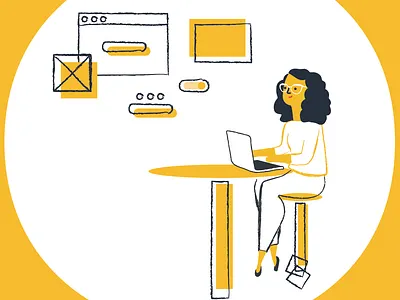 Black & Yellow artwork bicolor black device girl illustration pencil vector yellow