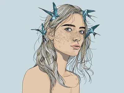 BLUEBIRDS art artwork artworkforsale birds blue digital art digital drawing digital illustration illustration illustration art illustrations nature illustration vector art
