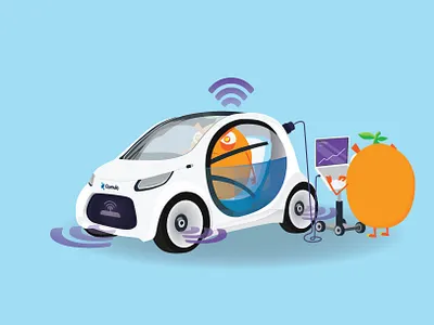 Autonomous Vehicle automobile autonomous car illustrator mascot vehicle