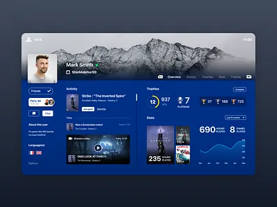 PS4 User Profile (Daily UI #006) 2d daily ui daily ui daily ui 006 dailyui dailyui 006 dailyui006 design playstation playstation 4 playstation4 profile ps4 ui ui design user user profile userprofile ux ux design
