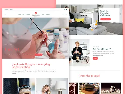 Jan Lewis Designs Website art artist homeware identity painting pink shopify web design website