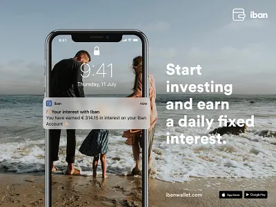 Iban Wallet - Daily fixed interest Ad. ad app branding design fintech ibanwallet ios print product ui ux