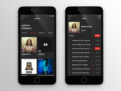 Latino Urbano Music App UI Screens app app design application design interface mobile music app photoshop ui ui design visual design