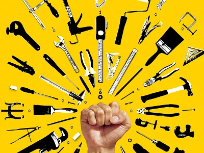 DIY & Constructions Poster Detail construction creative design design diy hand poster poster art poster design power revolution revolutionary tool tools