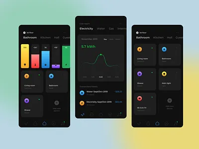 Smart Home App android app clean clear dark figma night mode sketch smart home smart house ui ux