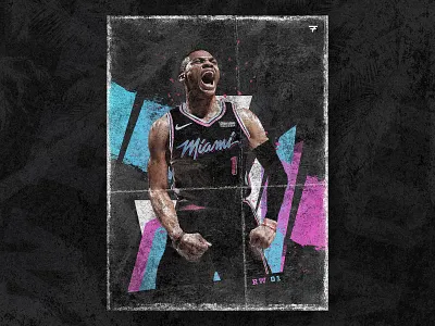 Russell Westbrook Poster abstract basketball branding design heat hoops jersey swap layout logo miami heat nba nba playoffs nba poster poster poster art russell westbrook sports sports design thunder trade