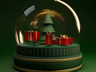 Christmas gift 3d animation box christmas cinema4d gif gift loop new year redshift snow globe xmas