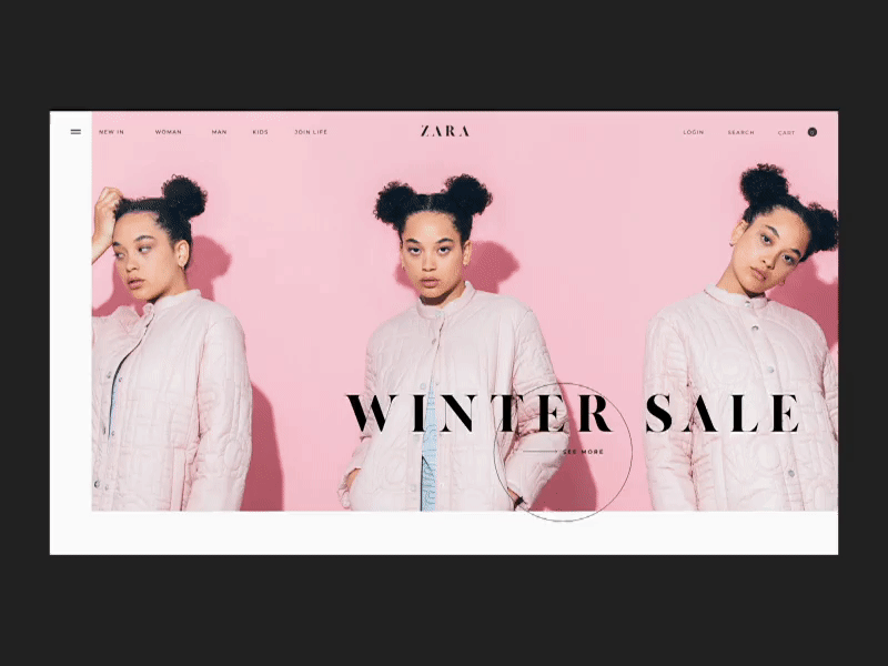 Zara — Scroll & Loading Animation adobexd animation branding concept design e comerce fashion interaction interface logo motion scroll animation typography ux web website zara