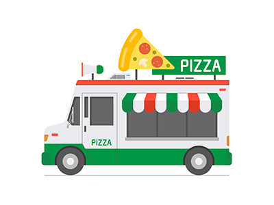 Pizza Food Truck car flat food foodtruck icon illustration logo pizza truck vector