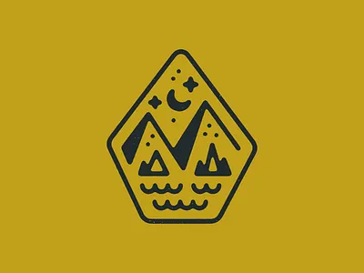 🌙🌙🌙 badge illustration mountain outdoors outdoorsy stroke vector