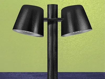 Lamp on green background black chrome colors design green illustration lamp object shiny texture