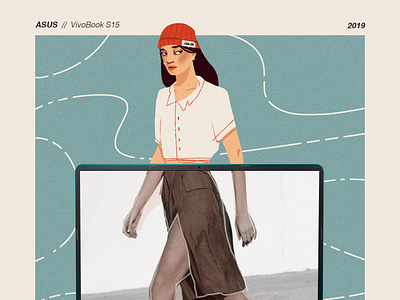 Asus Vivo Book art blue computer content design design fashion fashion illustration fashion illustrator illustration laptop photoshop technology vector