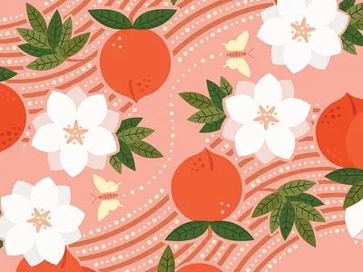 Peach Pattern butterflies dots flower leaves lines package pattern packagedesign pattern pattern art pattern design patterns peach