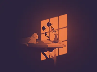 Sunset calm calming cat cat lady cats design illustration illustration art illustrator longshadow madebymarko peace rose shadow sunrise sunset vase vector window windows