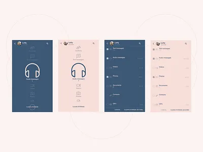 Messaging app 10 - Storage usage (variant) app design button design flat helvetica neue icon interaction design mobile app pink typography ui ux vector