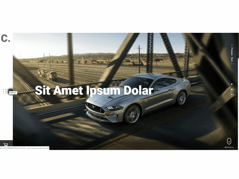 Full screen menu car car shop car ui car website design fullscreen illustration material menu menu hover menubar minimal modern responsive menu simple menu transition ui ux vector website