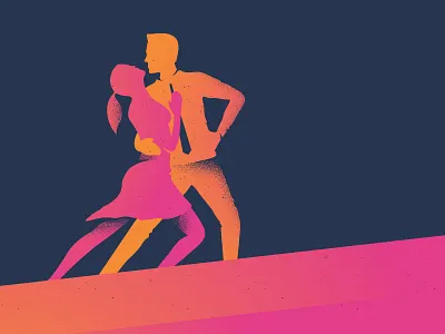 Dancers colorful dancers dancing distressed illustration