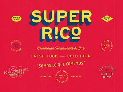 Super Rico Scraps badge branding design logo texture type typography vector
