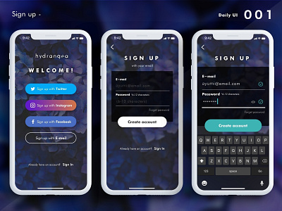 Daily UI 001 - Sign Up app dailyui dailyui001 sign up signup ui