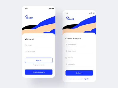 Tenant app Assignment (Login+Create account) apartment building buildings design email ios minimal mobile neel password prakhar property register sharma signin signupsignin tenant trend uiux user