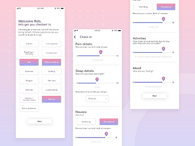 Checkin Screen - Resolve Recovery App app app design app ui design health app healthcare medical app medical care ui design user interface