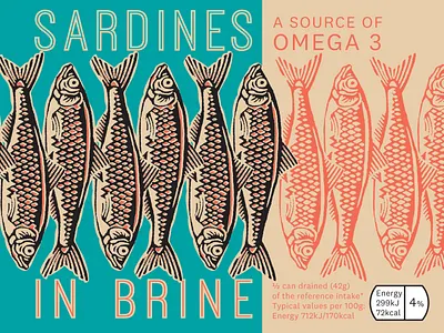 Sardines design packaging typography vector