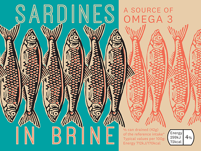 Sardines design packaging typography vector