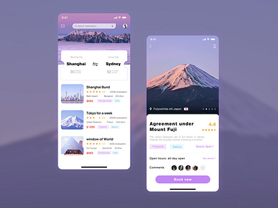 Travel app interface exercises ui