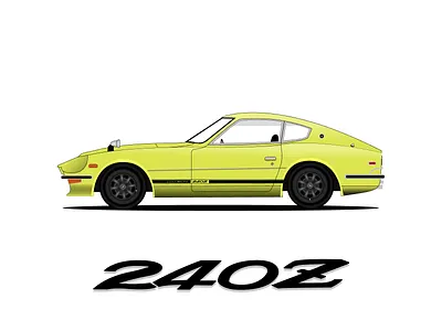 Datzun 240z illustration cars datzun figma illustration nostaliga oldtimer vector vehicle wheels