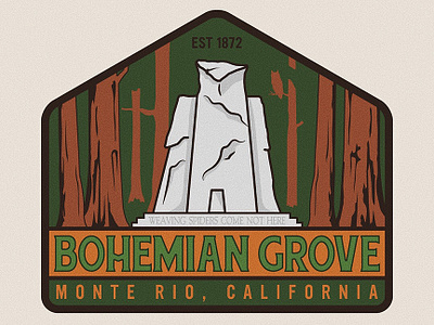 Bohemian Grove Badge badge badge design badgedesign bohemian bohemian grove bohemiangrove california design illustration monte rio outdoor badge outdoorbadge vector