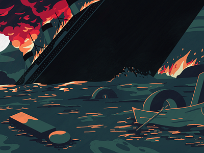 Titanic and Text Hierarchy article boat fire illustration medium significa smoke titanic water