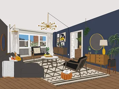 INTERIORS art artwork artworkforsale design digital art digital drawing digital illustration freelancer home decor home design illustration illustration art illustrations interior design interior designer interiors mid century modern photoshop style vector art