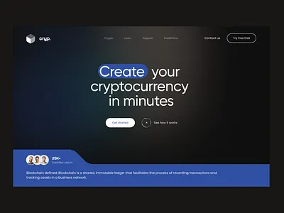 Cryptocurrency Website - Hero Section 3d blockchain branding crypto design landing ui ux web design