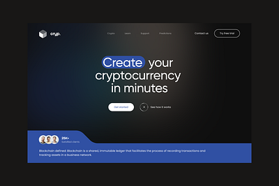Cryptocurrency Website - Hero Section 3d blockchain branding crypto design landing ui ux web design
