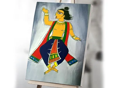 Jamini Roy Painting Canvas 2d art artwork canvas canvas painting character creative design illustration painting portrait