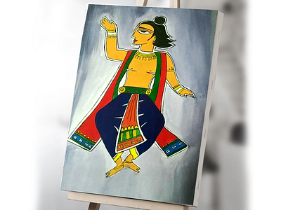 Jamini Roy Painting Canvas 2d art artwork canvas canvas painting character creative design illustration painting portrait